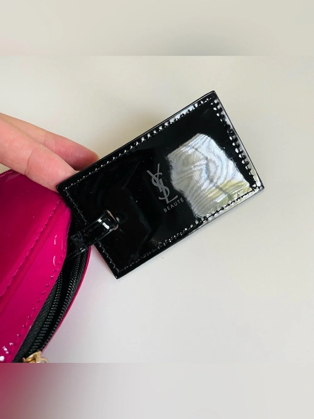 YSL Heart Shaped Make up Pouch With Mirror